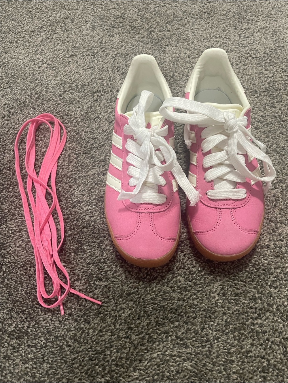 Kids Pink Athletic Sneakers with White Stripes